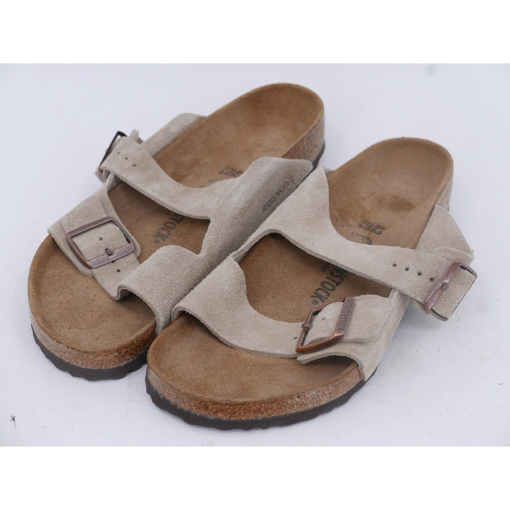 Birkenstock Sandals Beige Suede Thong Buckle Strap Comfort Men's Size 9 EU 42